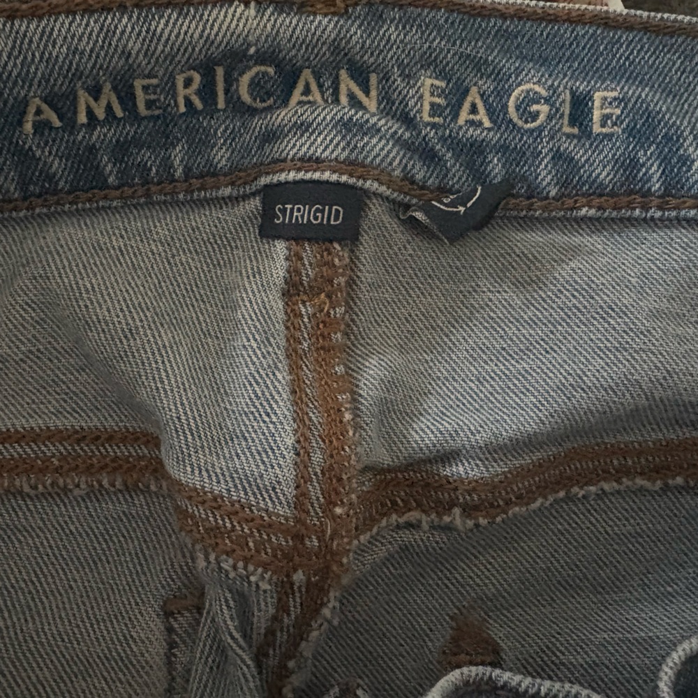 American Eagle Light Blue Distressed Jean Shorts - Picture 3 of 5